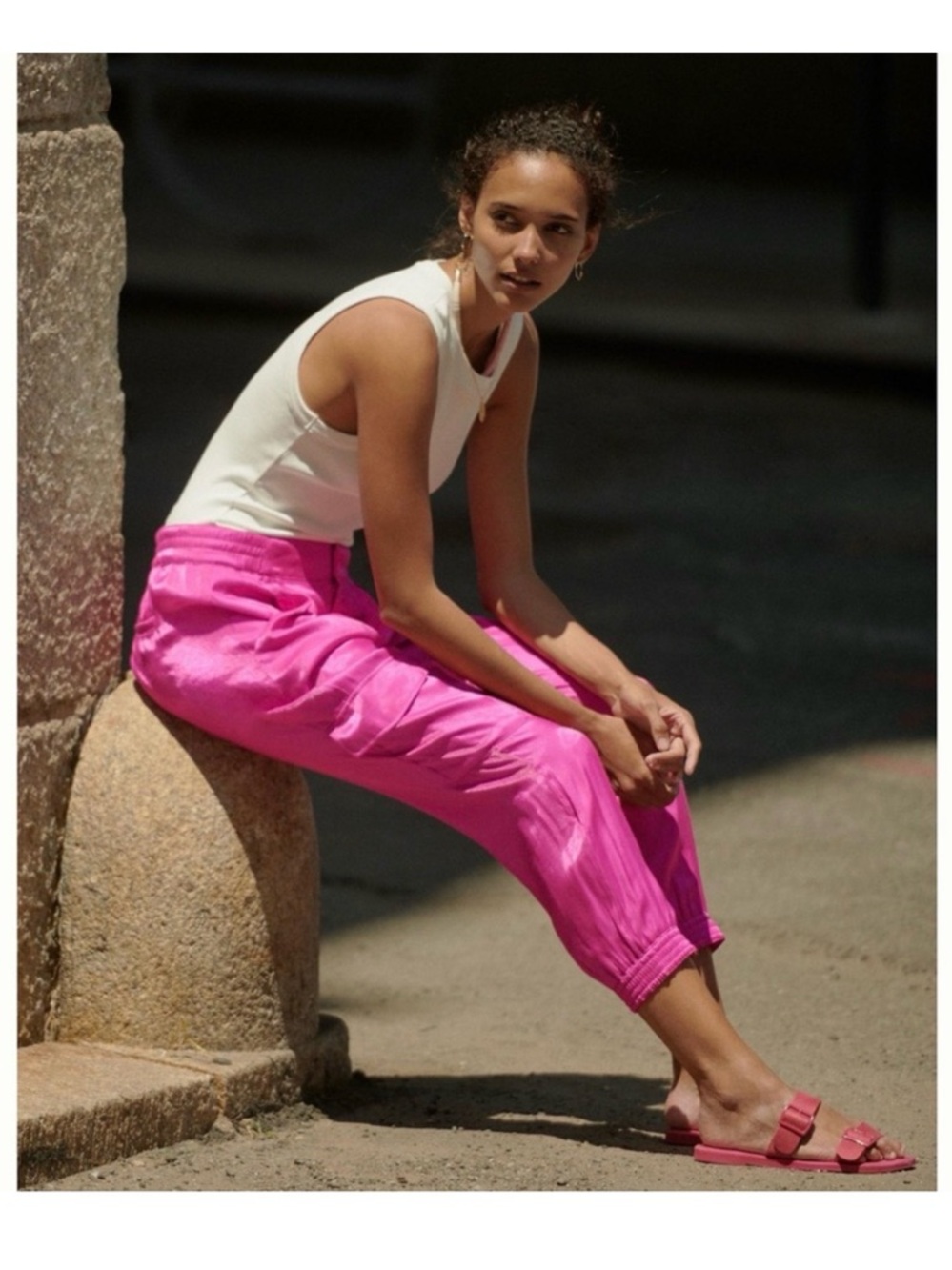 Anthropologie Pink Shimmer Jogger Pants
